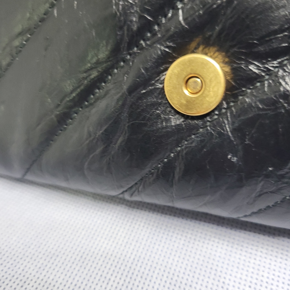 Balenciaga Black Quilted Clutch with Gold Chain. - Picture 10 of 14